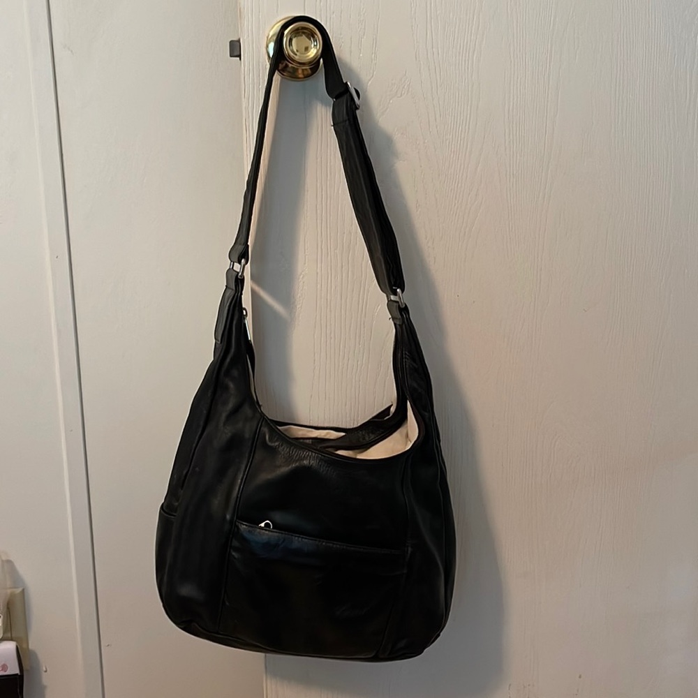 Black leather Coronado concealed carry hobo purse
